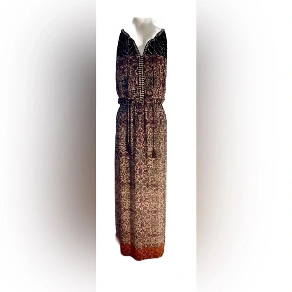 DR2 Black and Brown Patterned Maxi Dress